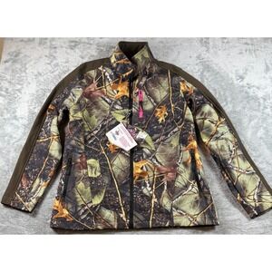 WFS Burly Girl Hunting Jacket Womens XL Green Brown Camo Pink Accent Zip Up NWT